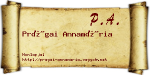 Prágai Annamária névjegykártya